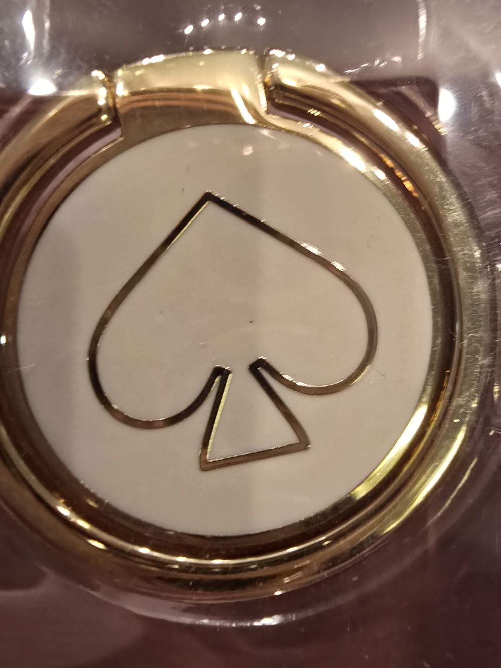kate spade Gold and Cream/white Spade Ring Grip